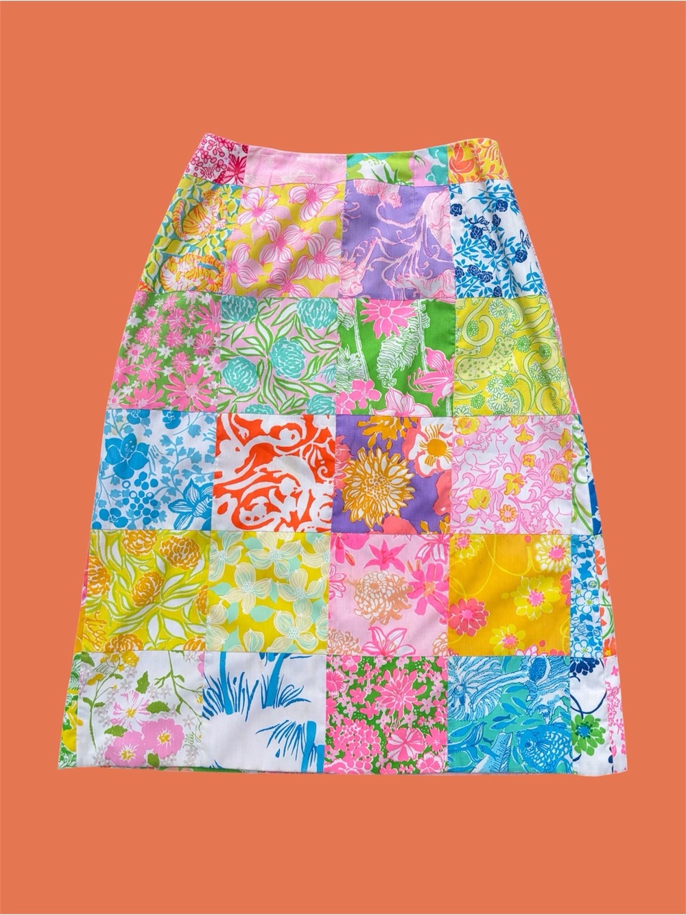 Vintage 1970s Lilly Pulitzer patchwork skirt vtg 70s The Lilly novelty print